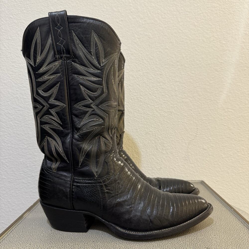 Dan Post Men’s Exotic Black Teju Lizard Western Cowboy Boots Men’s 9D Vintage